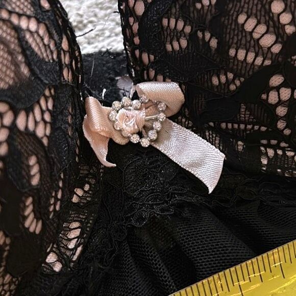 Daisy Fuentes Babydoll Lace Sheer Lingerie Black & Pink Padded Push Up Bra NWOT - Picture 9 of 11